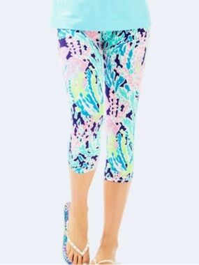 Lilly Pulitzer Luxletic Weekender Cropped Leggings Let’s Cha Cha Print Womens XL